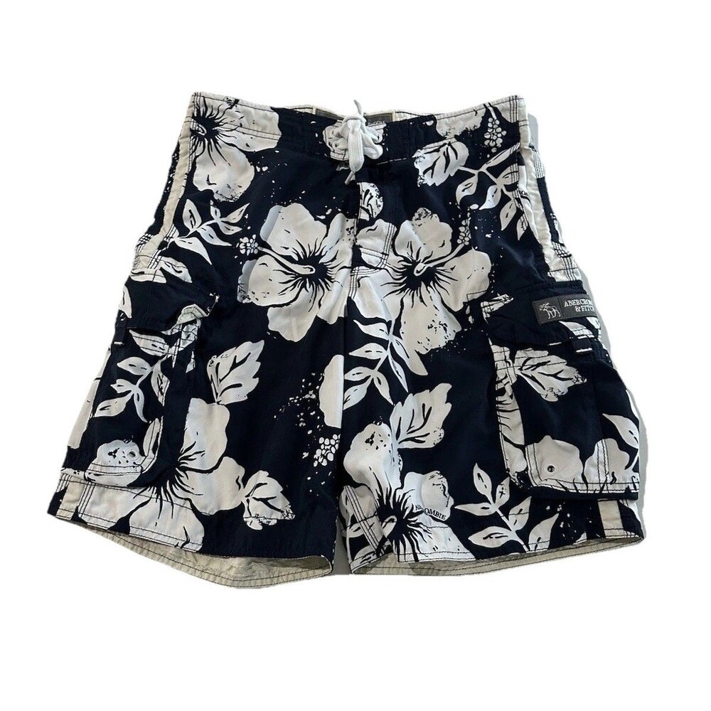 Abercrombie & Fitch Board Shorts Mens 32 Blue Floral Cargo Swim Trunks Tuggers